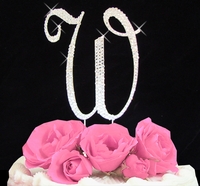 letter W rhinestone cake topper